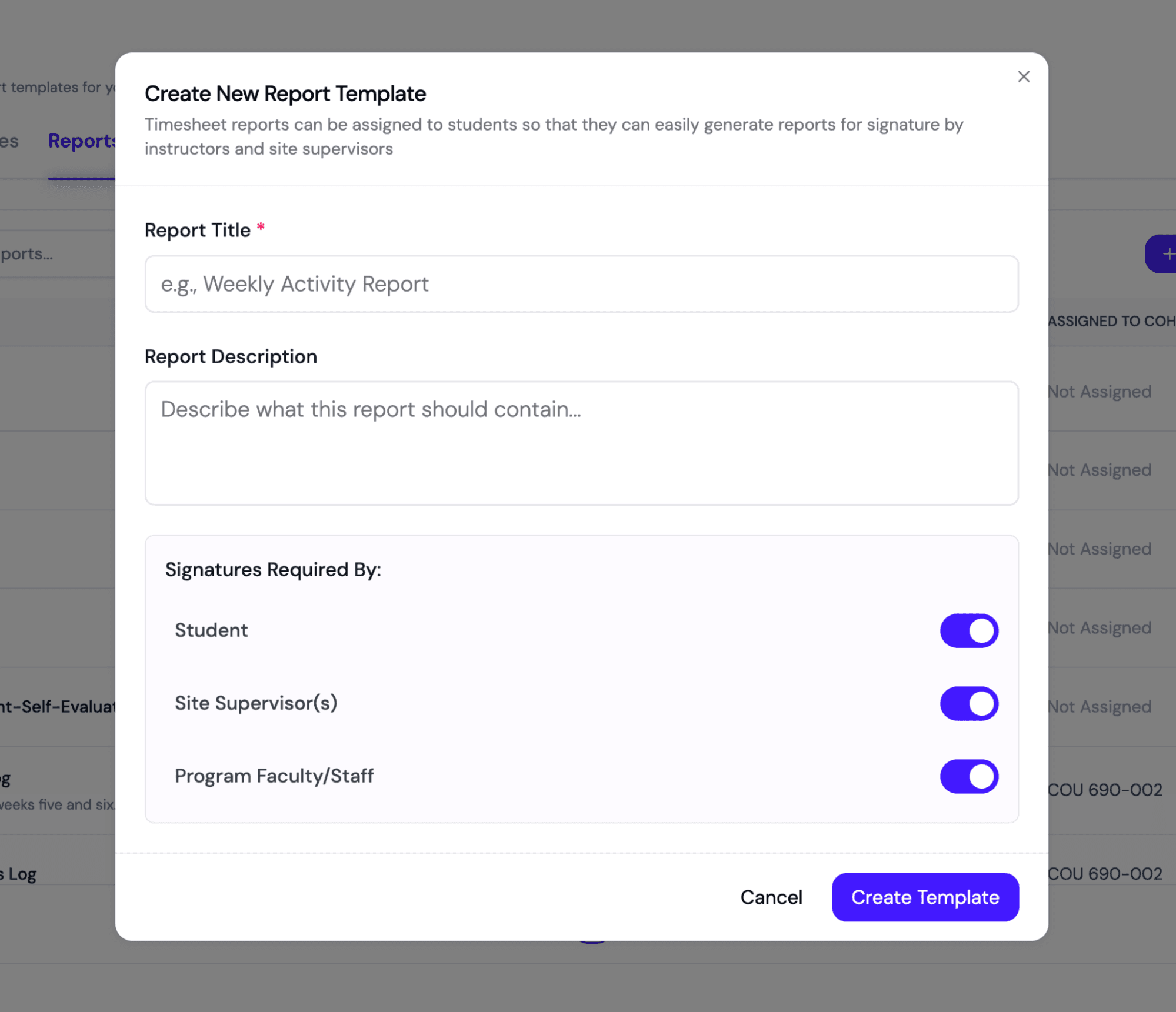 Creating a Report Template