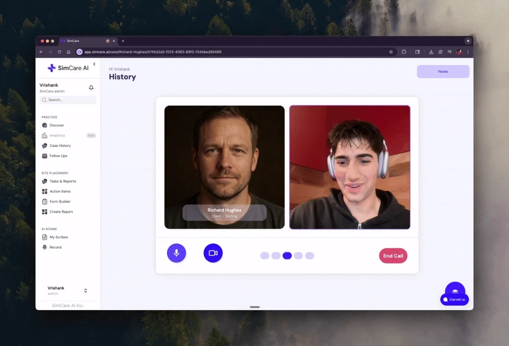 End call button in session window