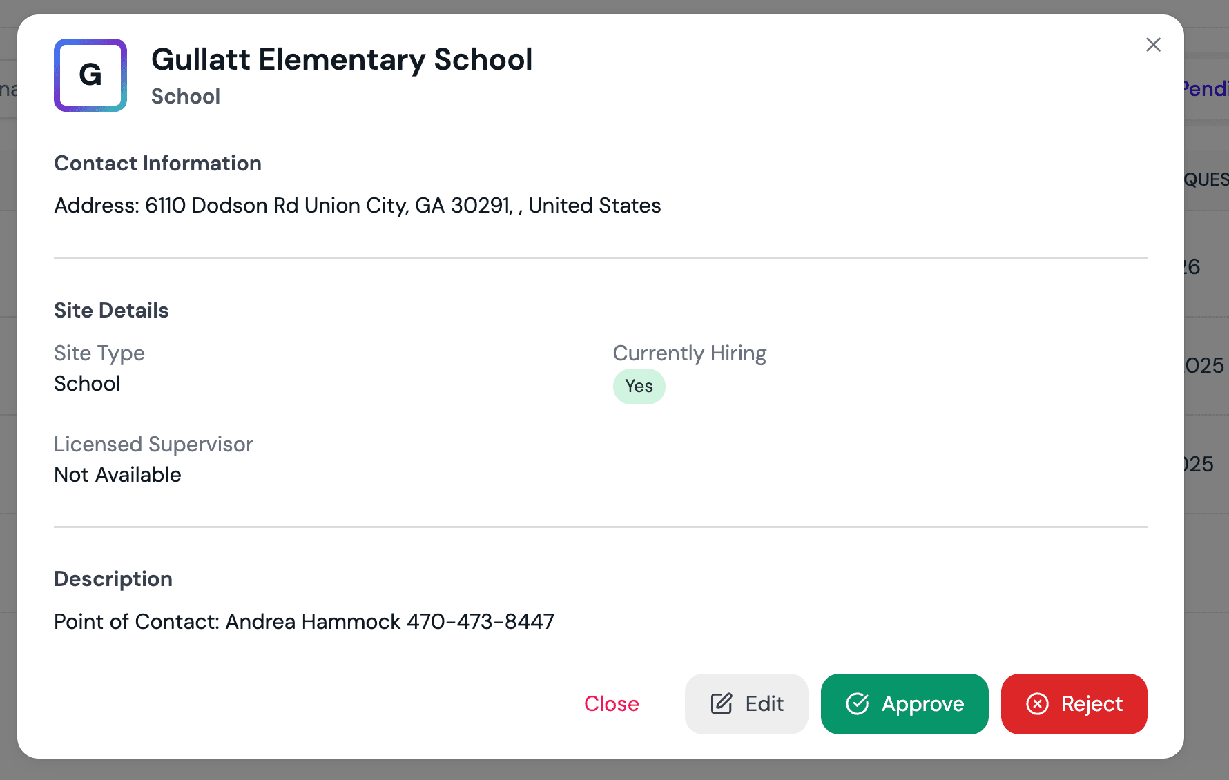 Site Approval Actions