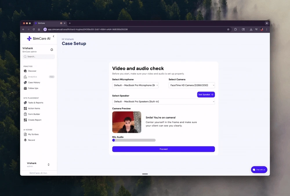 Browser permission prompt for microphone and camera